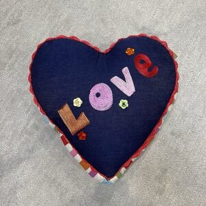 Vintage 2005 target Heart Shaped LOVE Pillow Throw Pillow‎ Rainbow Striped Bed
